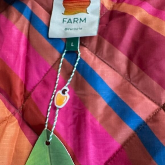 FARM Rio Reversible Hooded Puffer Coat Animal Print Dopamine Tropical - Picture 14 of 16